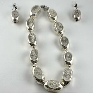 Vintage Sterling Silver Oversized Indian Engraved Statement Jewelry Set